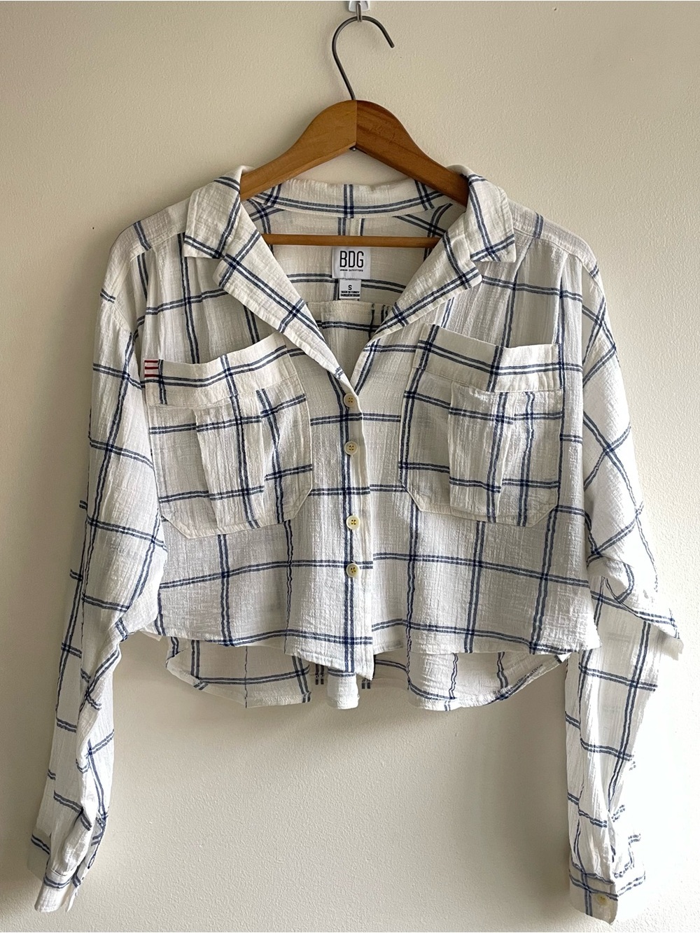 BDG Urban Outfitters Cropped Plaid Button Down Shirt Size Small